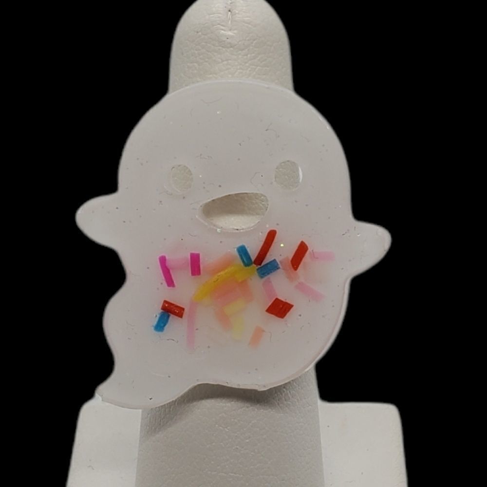 Halloweenย Adjustable White & MulticolorโGhostโRing